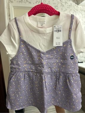 abercrombie kids Lavender Floral Layered Tank & Tee Set - Purple & White